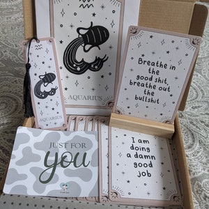 Wassermann Briefkasten Geschenk, Sternzeichen Wassermann Geschenk Box, Affirmationen, Astrologie, Wassermann Sternzeichen, Januar / Februar Geburtstagsgeschenk, Selbstfürsorge