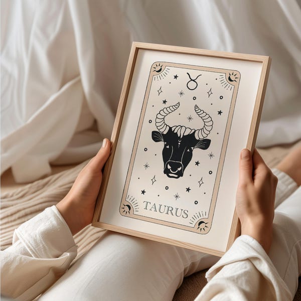 Taurus Star Sign Print: Zodiac Tarot Wall Art (Unframed or Digital)