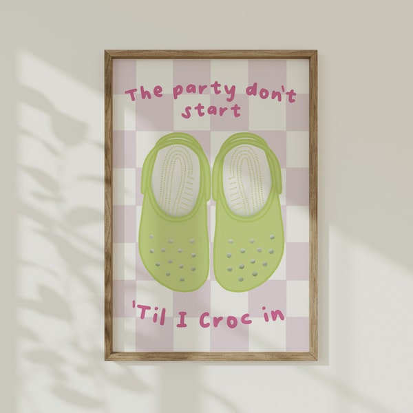 Crocs Print, Croc Quote Wall Art, Retro theme gallery wall art, Croc Lover gifts, Crocs Shoes Gift, Green Crocs - Unframed or Digital