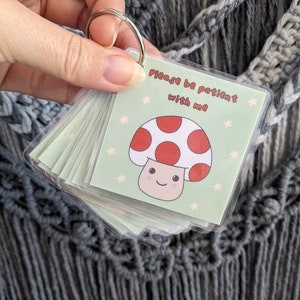 Personalised Mushroom  Communication Cards, Non-verbal Set, Custom Communication Cards, Autism Keyring, ASD Support, Toadstool