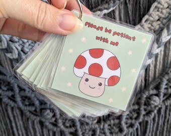 Personalized Mushroom Communication Cards: Autism ASD Support Keyring