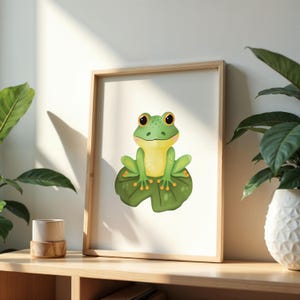 Frog Print, Froggy Wall Art, Green Gallery wall, Wildlife home decor, Unique illustration - Unframed or Digital