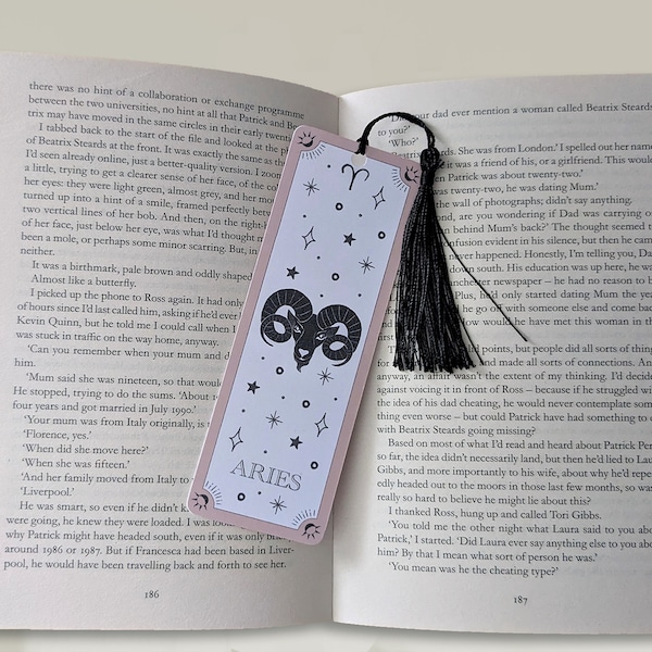 Aries Bookmark, Zodiac Tarot Card, Bookish Gift with Optional Tassel