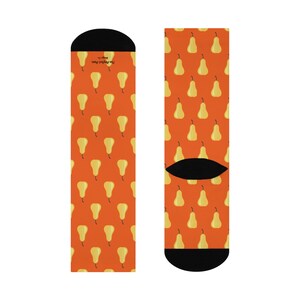 Orange Pear Print Men&#39;s Premium Dress Socks by The Perfect Pear Design Co.