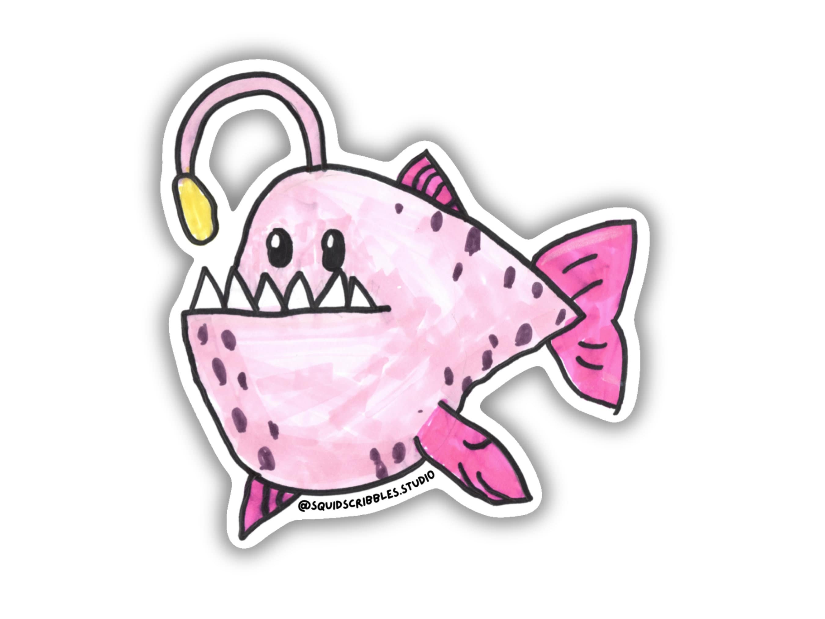 Cartoon Angler Fish Sticker Featuring Artwork by Kid Artist - Etsy