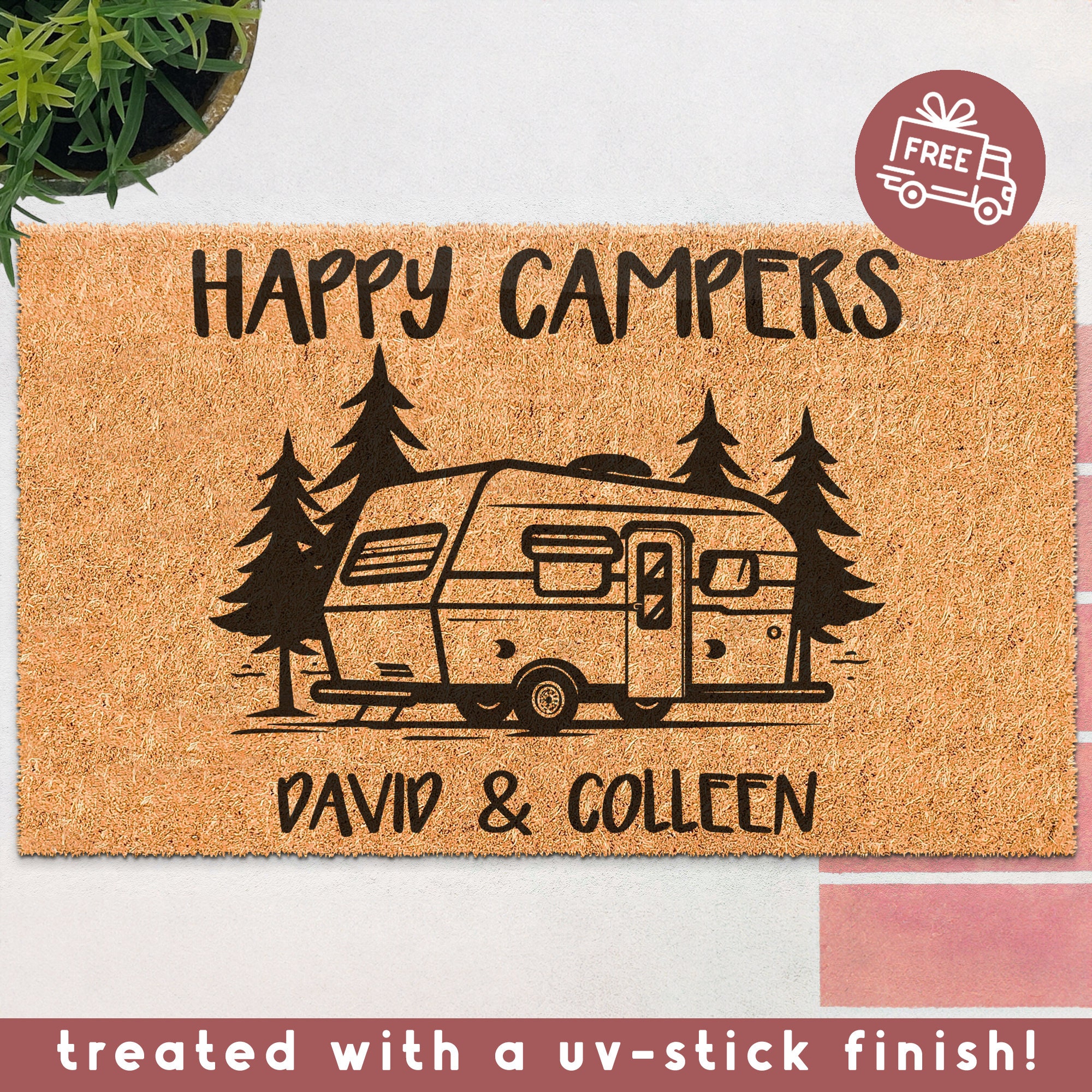 Happy Camper Funny Door Mat Rug Welcome Mat for Front Door, RV Camper – RV  murt