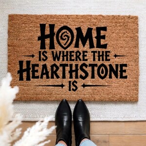 Home is Where the Hearthstone Is Doormat – Funny Coir Mat – Magical Gamer Welcome Rug for Fantasy Fans, Mages & Nerdy Households image 2