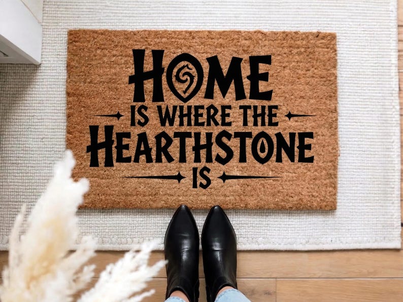 Home is Where the Hearthstone Is Doormat – Funny Coir Mat – Magical Gamer Welcome Rug for Fantasy Fans, Mages & Nerdy Households image 2