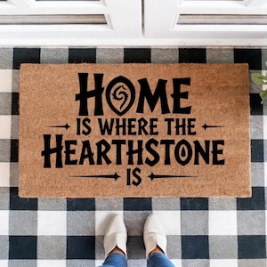 Home is Where the Hearthstone Is Doormat – Funny Coir Mat – Magical Gamer Welcome Rug for Fantasy Fans, Mages & Nerdy Households image 1
