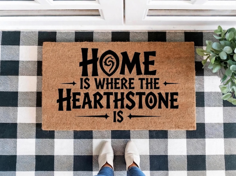 Home is Where the Hearthstone Is Doormat – Funny Coir Mat – Magical Gamer Welcome Rug for Fantasy Fans, Mages & Nerdy Households image 1