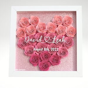 Couples Heart Flower Shadow Box | Anniversary, Wedding, Birthday