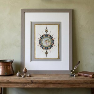 Original Persian Miniature Painting, Framed Tazhib Illumination Art, Islamic Geometric Medallion Art, Traditional Middle Eastern Watercolor, image 2