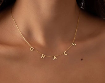 Handmade Name Necklace Personalized Necklace spaced Letter
