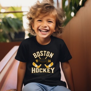 Toddler 2T, 3T, 4T, 5/6T Hockey Shirt, Boston Shirt, Boston Hockey Tshirt, Retro Hockey Crewneck, Boston Hockey Kids Shirt image 3