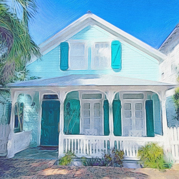 Key West / Conch / Cottage / House / Home / Beach / Coastal / Colorful / Digital / Painting / Print