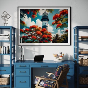 Key West / Lighthouse / Florida / Print / Wall Art / Decor / Synthograph / Download