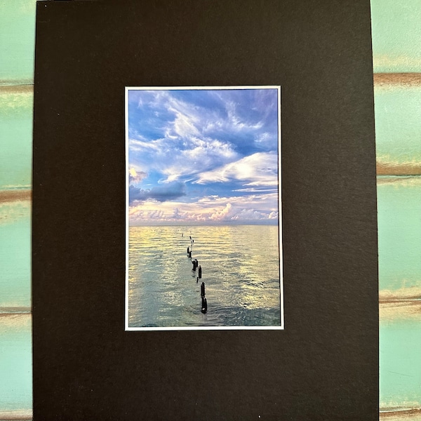 Key West / Florida / Sunrise / Higgs Beach / Pylons / Seabirds / Photo / Print / Photography / Matted / Art / Decor