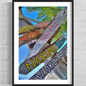 Key West / Florida / Indicazioni / Segnaletica / Ft Zachary Taylor / Spiaggia / Fotografia / Foto / Stampa / Paesaggio / Arte murale / Decorazione