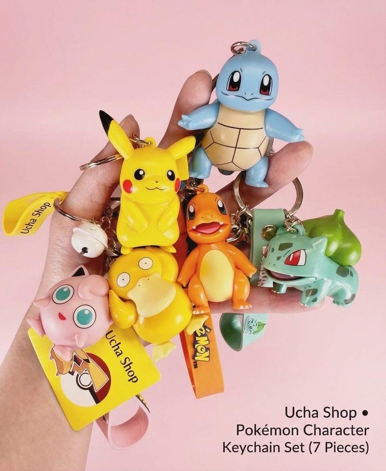 Cute Keychains | Charmander | Mew | Pikachu | Bulbasaur | Squirtle ...