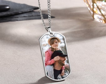 Dog Tag Necklace,Customized Dog Tags with Photo,Engraved Dog Tag Necklace,Military Dog,Photo Necklace,Gift for Him Dad's Grandpa Men's Gifts