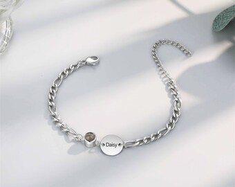 Bracciale con proiezione di foto e nome personalizzabile. Bracciale con immagine personalizzata. Regali di gioielli per donne/uomini/coppie. Bracciale commemorativo minimalista