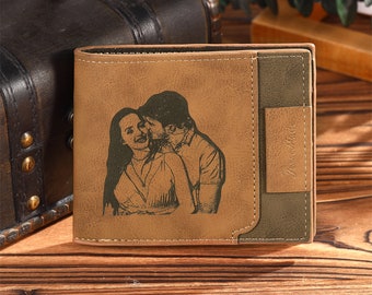 Personalized Leather Wallet | Premium Quality | Bifold Photo & Name Wallet for Men | Anniversary, Groomsmen, Birthday,Valentine Gift for Dad