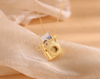 Aangepaste gegraveerde medaillon met foto ketting, mini camera foto ketting cadeau voor moeder, beste vriend cadeau, cadeau voor cameraliefhebber, cadeau voor haar