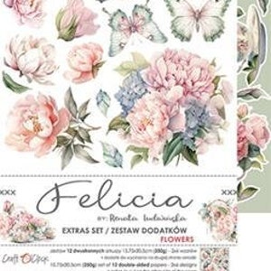 6x12, 12 feuilles, Ensemble d'extras pour couper, Fleurs – Felicia, Craft O'Clock, Ensemble de papier scrapbooking, Stock de cartes