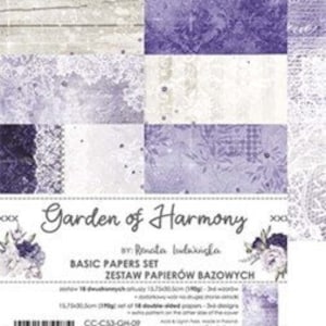 6x12, 18 sheets, Craft O'Clock, Collection Garden of Harmony - Basic, Scrapbooking Paper set, Mixed Media, Journals, Cardmaking, Card Stock