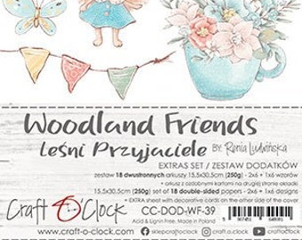 Collection WOODLAND FRIENDS -extras set, Craft O'Clock, Extras set for Cutting, Scrapbooking Paper set 6x12 18 sheets, Card Stock