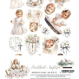 6x12, 6 folhas, conjunto de extras para corte, Heartbeat – Baptism, Art Alchemy, conjunto de papel para scrapbooking, papel cartão