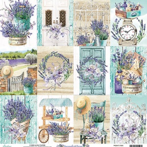 12 x 12, 1 sheet, Mintay Paper, LAVENDER FARM, Exquisite Scrapbooking Paper Sheet, Card Stock