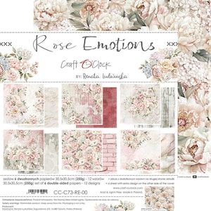 12 x 12 6Bögen, Rose Emotions, Craft O'Clock, Blätter zum Schneiden, Scrapbooking Papier set 12 x 12, Karton