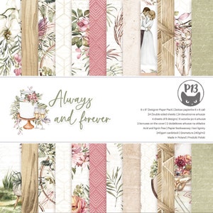 Collection Always and forever, P13, Paper pad, Scrapbooking Paper set 6 x 6, 24 sheets, Card Stock