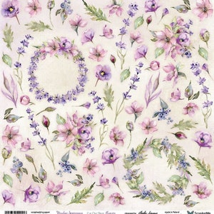 12 x 12, 1 arkusz, Wybierz przez Meadow Impressions, ScrapAndMe, Arkusz do cięcia Papier do scrapbookingu 12 x 12, 1 arkusz Wzór z papieru kartonowego Kwiaty