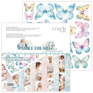 8 x 8, 18 feuilles, Sweetheart Elements CELEBRATIONS, LemonCraft, ensemble de papier de scrapbooking, embellissement, papier cartonné