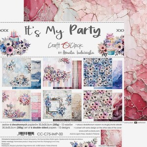 It's My Party 12 x 12 plakboekpakket | 6 dubbelzijdige vellen + bonus | Verjaardagsviering en pastelkleurige bloemen | Craft O'Clock