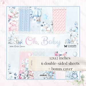 Bloc de papier pour scrapbooking Oh Baby 12 x 12 | ScrapAndMe | Papier pastel pour album de bébé