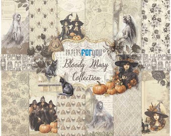 8x8 Scrapbook Paper Pack | 24 Double-Sided Sheets | Bloody Mary Collection | Papers For You | Gothic Halloween Craft Paper