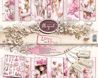 12 x 12, 11 sheets, Collection Love Me True, Paper Design Margaret, Sheets for Cutting, Scrapbooking Paper set, Card Stock