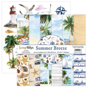 Summer Breeze, ScrapBoys, Scrapbooking doppelseitiges Papier Set 12 x 12, 12Blatt, Karton