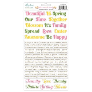 Adesivos de papel 6x12 | Blossom Serenity - Palavras | Mintay Papers | Adesivos de sentimento floral | Scrapbooking e criação de cartões Ephemera