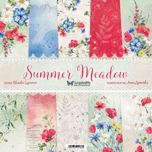 Kies op collectie Summer Meadow, ScrapAndMe, snijvellen Set plakboeken 12 x 12 5 vellen Karton Bloemen Zomerpatroon