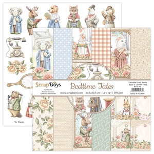 Bedtime Tales, ScrapBoys, Scrapbooking Double Sided Paper set 12 x 12, 12 sheets, Card Stock