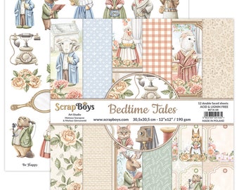 Bedtime Tales, ScrapBoys, Scrapbooking Double Sided Paper set 12 x 12, 12 sheets, Card Stock