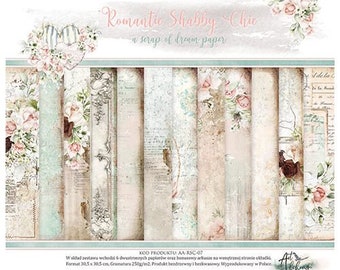 12 x 12, 6 sheets, Collection  Romantic Shabby Chic, Art Alchemy, Sheets for Cutting, Scrapbooking Paper set, Card Stock