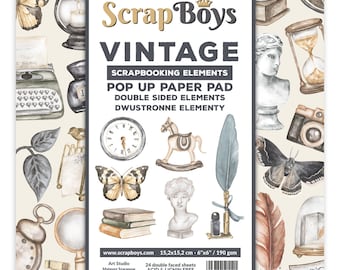 POP UP Vintage, ScrapBoys, Scrapbooking elements set 6 x 6, 24 sheets, Card Stock