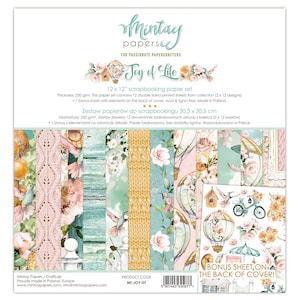 12 x 12, 12 sheets, Collection JOY OF LIFE, Mintay Paper, Sheets for Cutting, Scrapbooking Paper set, Card Stock