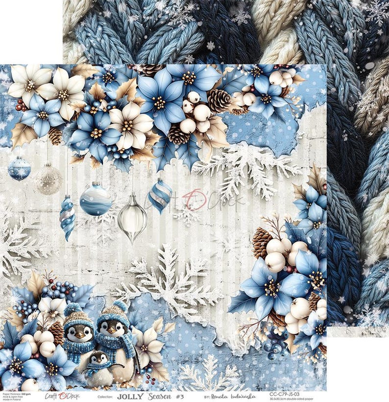 scrapbooking paper pad 12×12 “jolly season” | craft o’clock | 6 double sided sheets + bonus, 250 gsm | scrapbooking & cardmaking