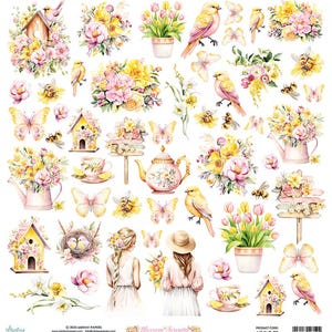 12 x 12 elementenpapier - Blossom Serenity | Muntpapier | Los vel | Gestanste bloemenversieringen voor scrapbooking en knutselen
